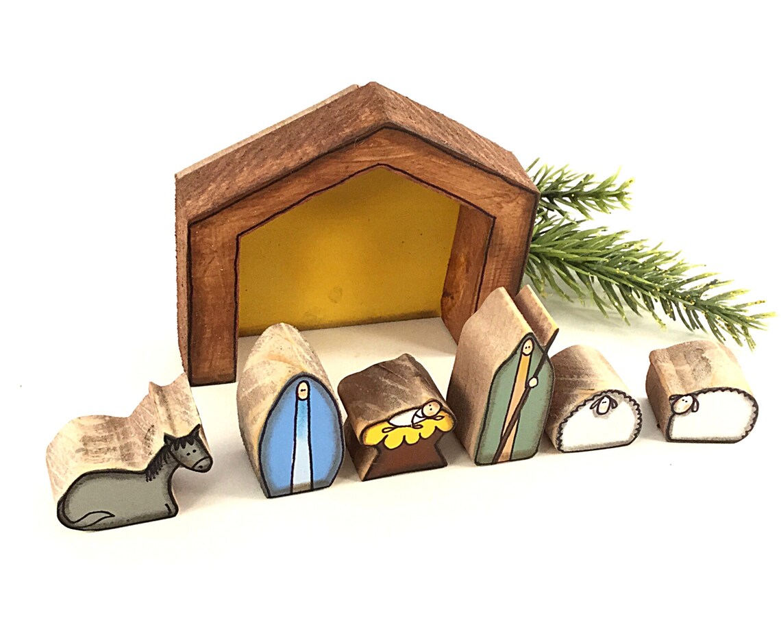 Nativity set Baby Jesus in manger nativity figures Holy Etsy