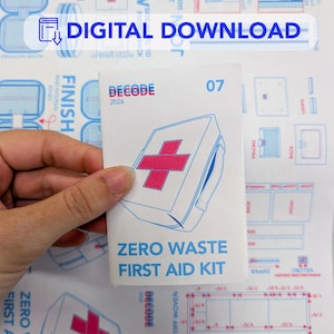 Mönster för första hjälpen-kit för noll avfall | Hållbart zine för medel (digital nedladdning)