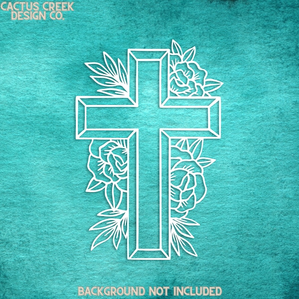 Floral Cross Decal | Christian | Bible Verse | Vinyl Decal