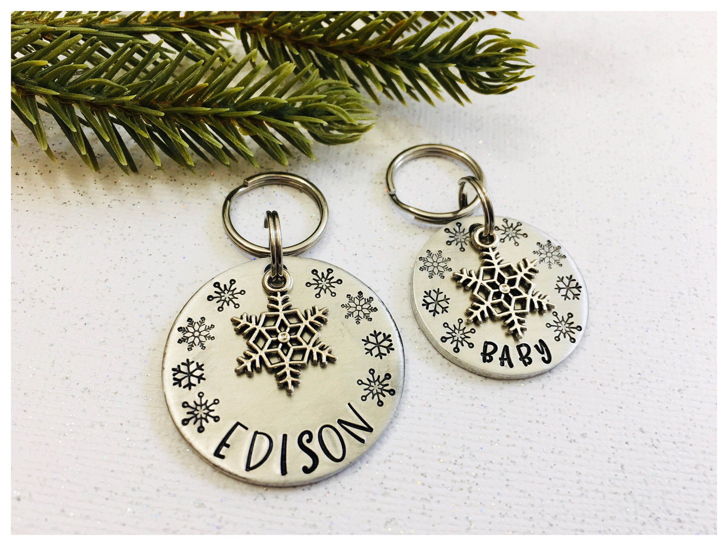 Snowflake Pet ID Tag Snowflake Dog Tag Snowflake Cat Tag Etsy