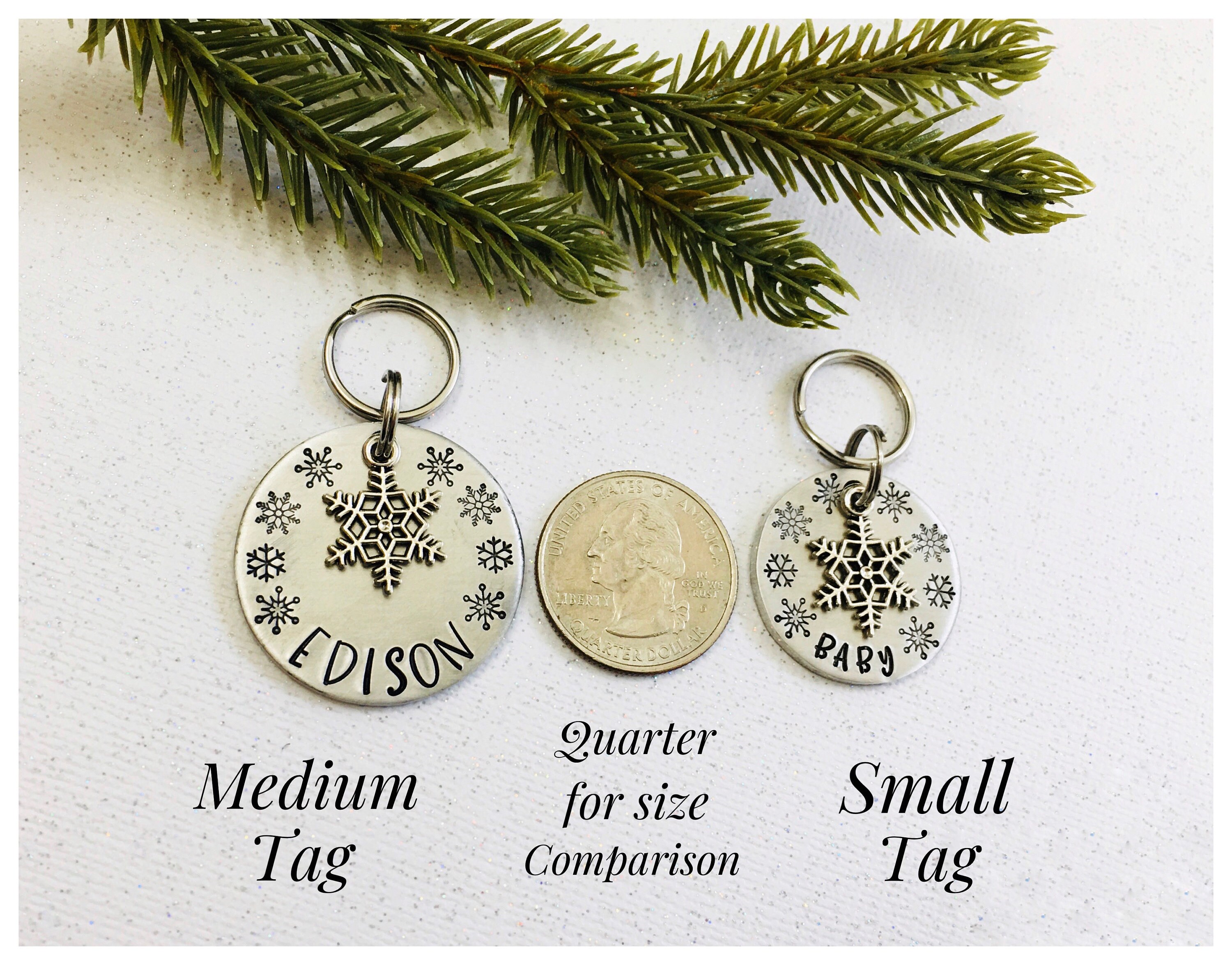 Snowflake Pet ID Tag Snowflake Dog Tag Snowflake Cat Tag Etsy