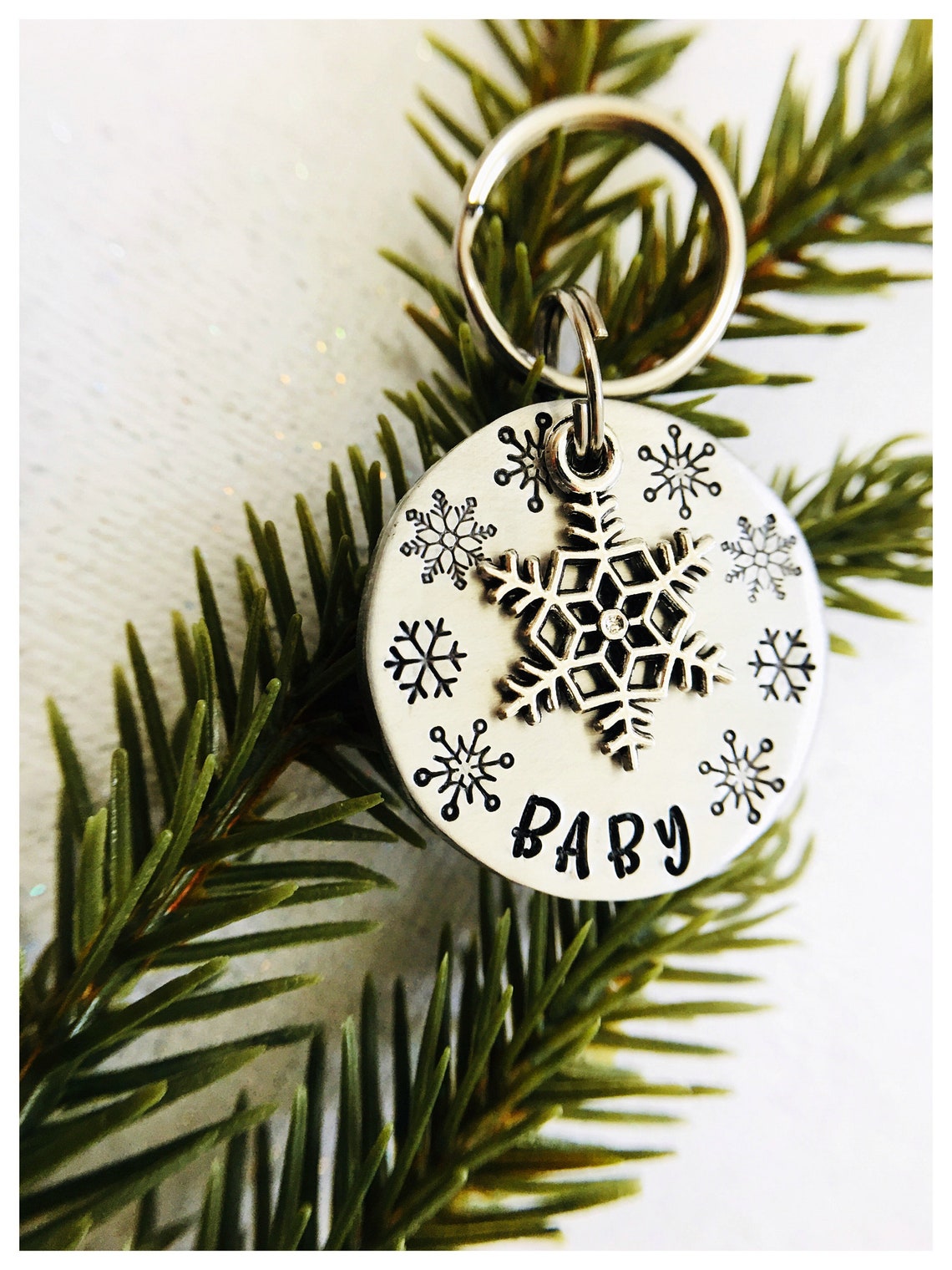 Snowflake Pet ID Tag Snowflake Dog Tag Snowflake Cat Tag Etsy