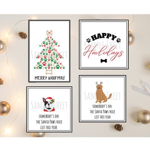Merry Woofmas, Printable Christmas Dog Gift Tag, Paw Print Gift Tags, Dog Lover Gift Tags for Holidays, Dog Treat Gift Tag, Happy Pawlidays