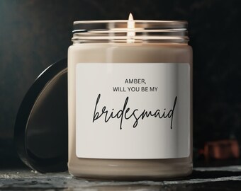 Bridal Party Proposal Candle, Personalized Bridesmaid Candle, Will You Be My Bridesmaid Gift, Will You Be My Maid of Honor Soy Candle