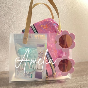 Bridesmaid Gift Bags, Personalized Bridesmaid Gift Bags, Beach Tote, Clear Gift Bag, Bachelorette Party, Reusable Tote, Inexpensive Bag