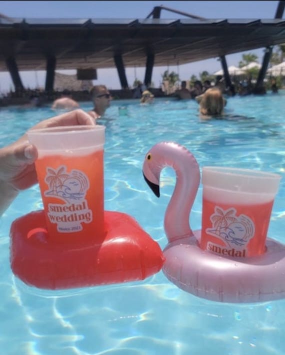 Drink Float. Personalized Inflatable Drink Holder. Inflatable Drink Holder.  Pool Drink Holder. Bachelorette Party. Flamingo Drink Float 