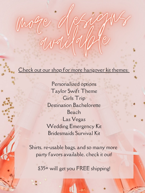 Taylor Swift Theme Bachelorette Party, Hangover Kit, Oh Shit Kit