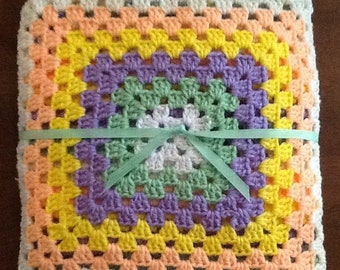 Couverture pour bébé faite main au crochet, couleurs pastel, cadeau de baby shower