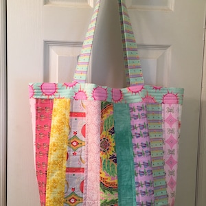 Handmade Quilted Tote Bag: Colorful Patchwork Design - Etsy