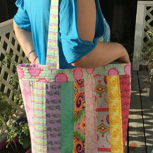 Handmade Quilted Tote Bag: Colorful Patchwork Design - Etsy