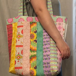 Handmade Quilted Tote Bag: Colorful Patchwork Design - Etsy
