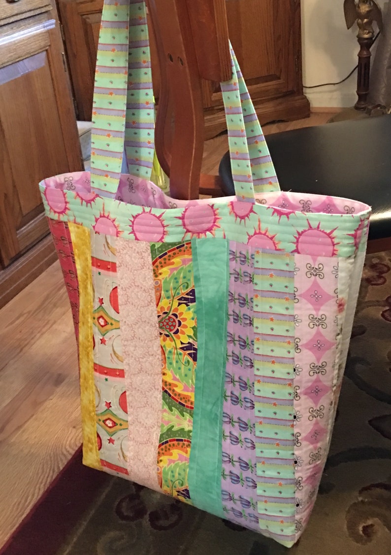 Handmade Quilted Tote Bag: Colorful Patchwork Design - Etsy