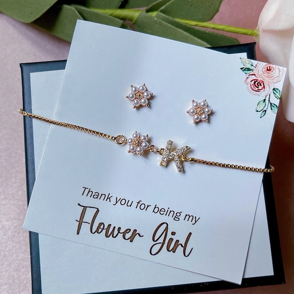 Personalized flower girl gift, flower girl bracelet, toddler flower girl bracelet, Bridesmaid Bracelet, Junior Bridesmaid Jewelry Gift