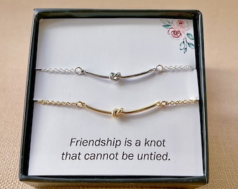 Friendship Gift Friendship Bracelet Best Friends Gift BFF Bracelet Long Distance Friendship Bestie Bracelet Love Knot Necklace Bracelet
