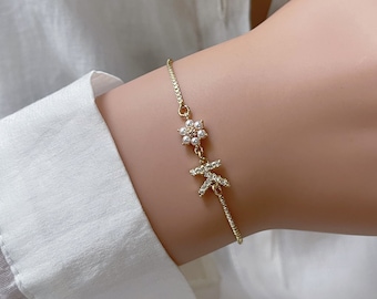 Pulsera personalizada de niña de flores para niños pequeños, regalo de niña de las flores, regalos de niña pequeña, pulsera inicial de niña de las flores, pulsera de damas de honor junior