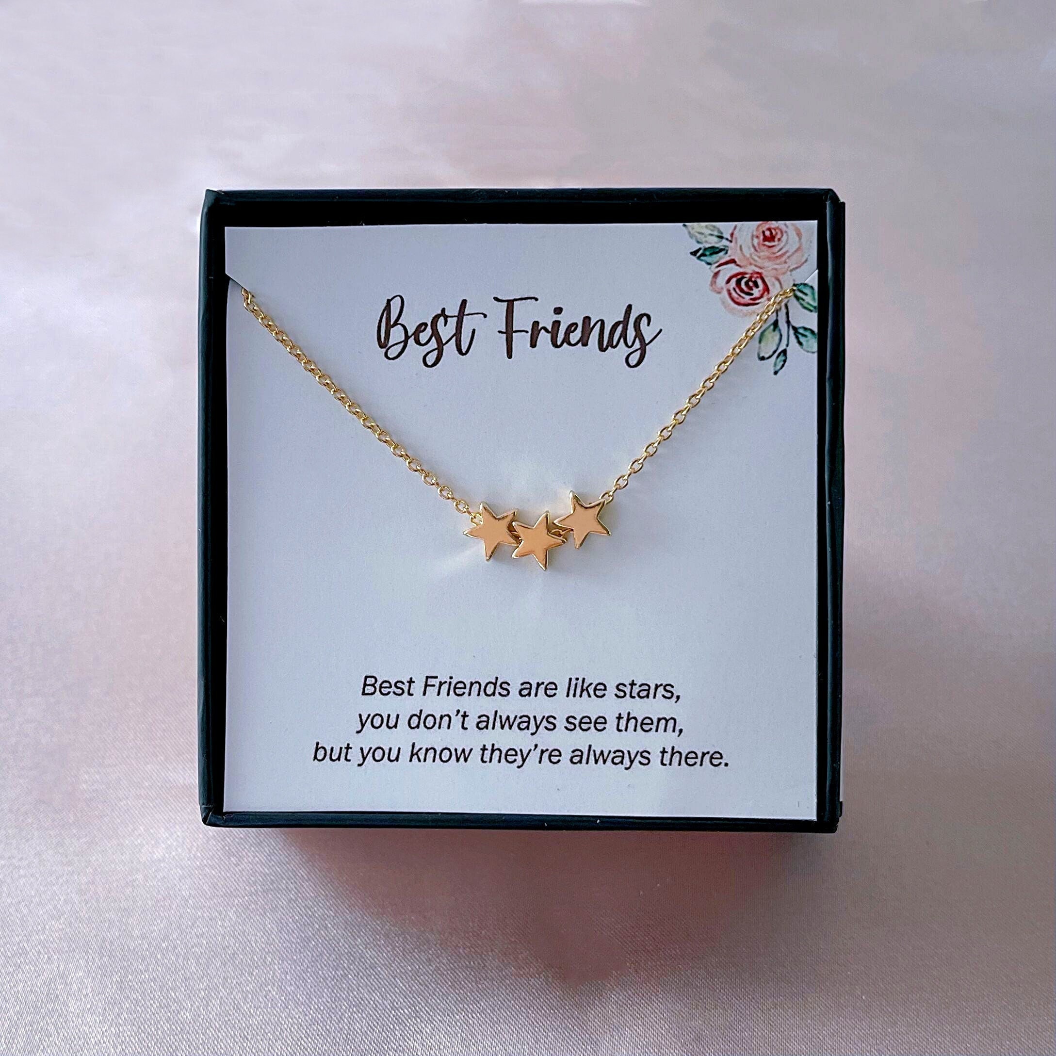 Minimalist Star Necklace Gold Stars Necklace Best Friends Necklace Friendship Necklace Friendship Gift Best Friends Card Christmas Gifts