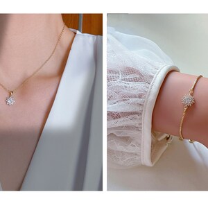 Personalized Sister-in-Law Gift, Sister in Law Bracelet, Sister of the Groom, Sister Gift, Cubic Zirconia Flower Slide Adjustable Bracelet image 2