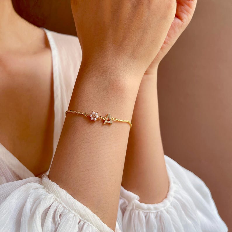 Flower Girl Gift Flower Girl Bracelet Gifts for Flower Girl Personalized Wedding Flower Girl Jewelry Gift for Toddler Girl Little Girl Gift image 3