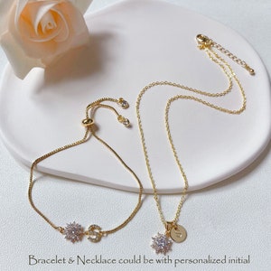 Personalized Sister-in-Law Gift, Sister in Law Bracelet, Sister of the Groom, Sister Gift, Cubic Zirconia Flower Slide Adjustable Bracelet image 4