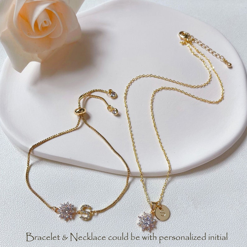 Personalized Sister-in-Law Gift, Sister in Law Bracelet, Sister of the Groom, Sister Gift, Cubic Zirconia Flower Slide Adjustable Bracelet image 4