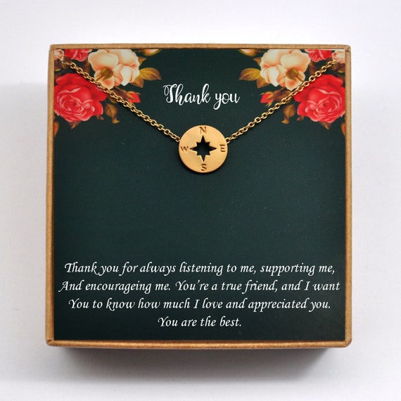 Thank you Gift Jewelry Appreciation Gift Compass Necklace / Etsy