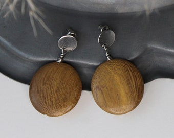 BLAKE wooden dangle earrings | Natural Wood |  Womens Dangles | Wood Earrings | Dangling wooden earrings | wood earrings | wood hoops