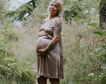 Close To You - Brown Beige Taupe Maternity Slip Dress for Maternity Photography and Dresses