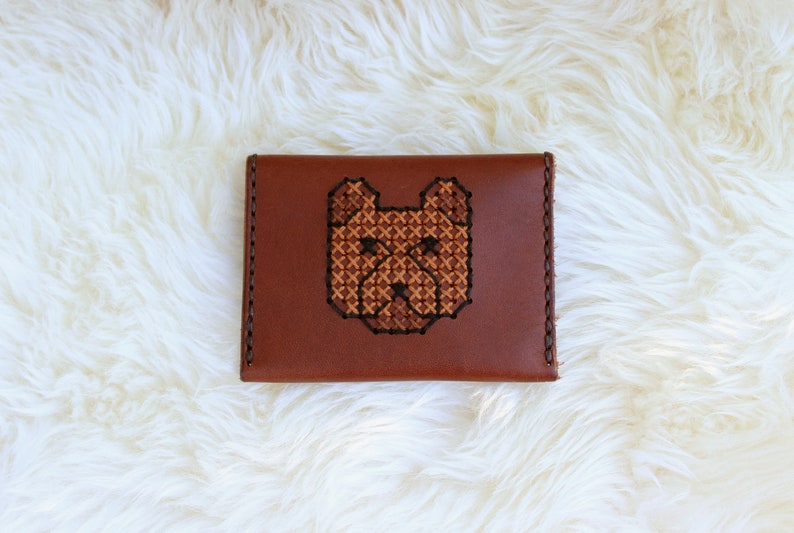 Bear Purse DIY, DIY Leather Purse, Leather Wallet, Coin Purse, Diy Leather Kit, Cross Stitch Set, Cross Stitch Purse, Embroidery Kit image 4