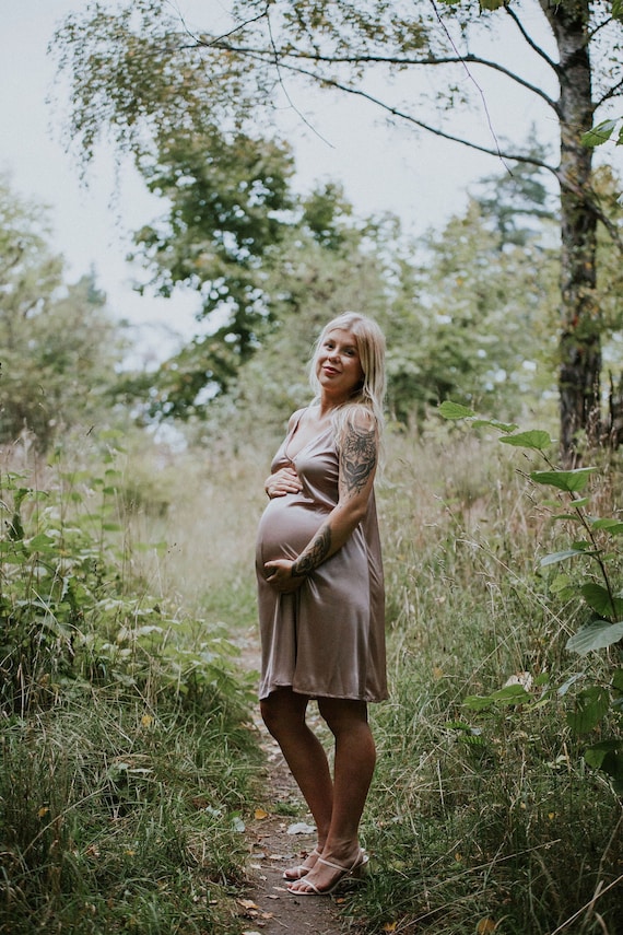 Close to You Brown Beige Taupe Maternity Slip Dress for Maternity  Photography and Dresses 