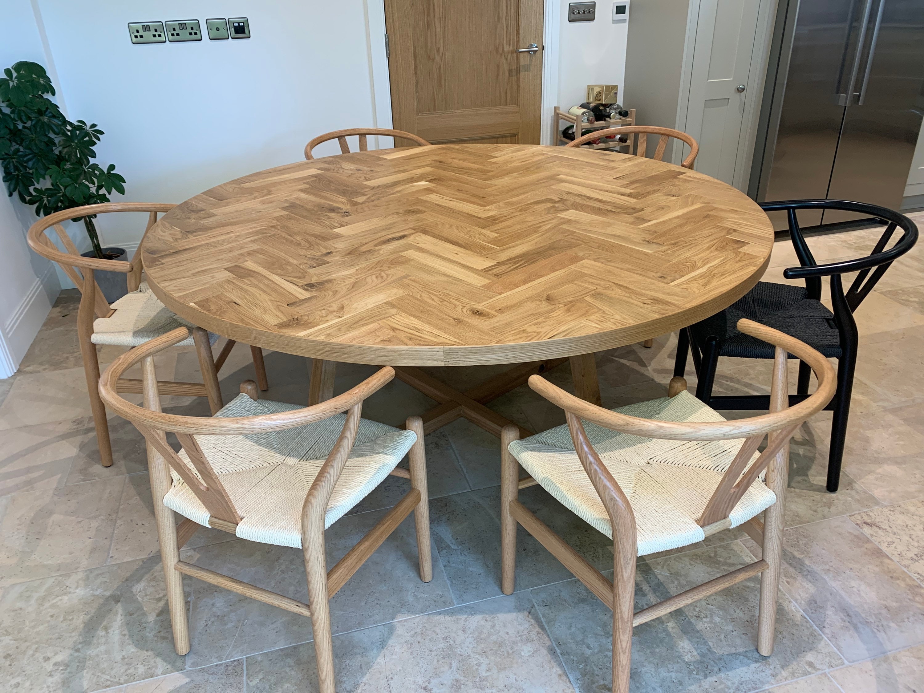 Herringbone oak table discount