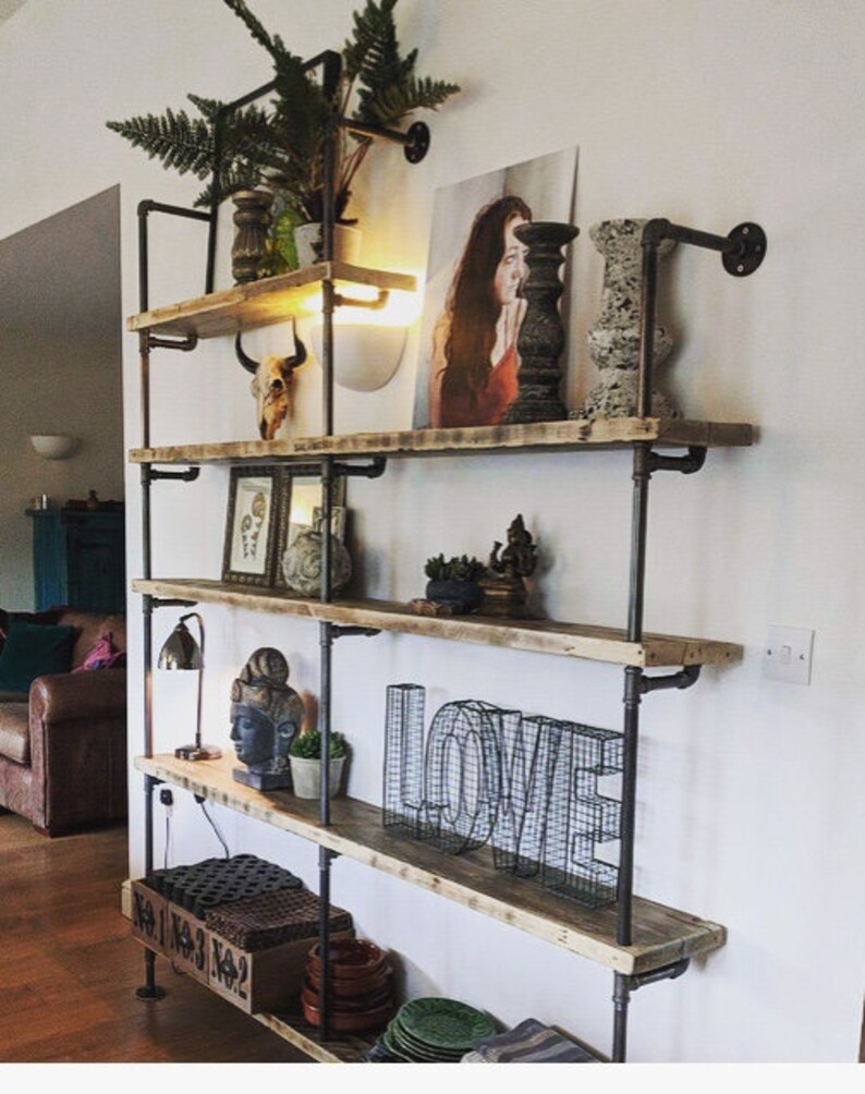 Industrial Style Shelving Unit Timber and Decorative Gas Etsy
