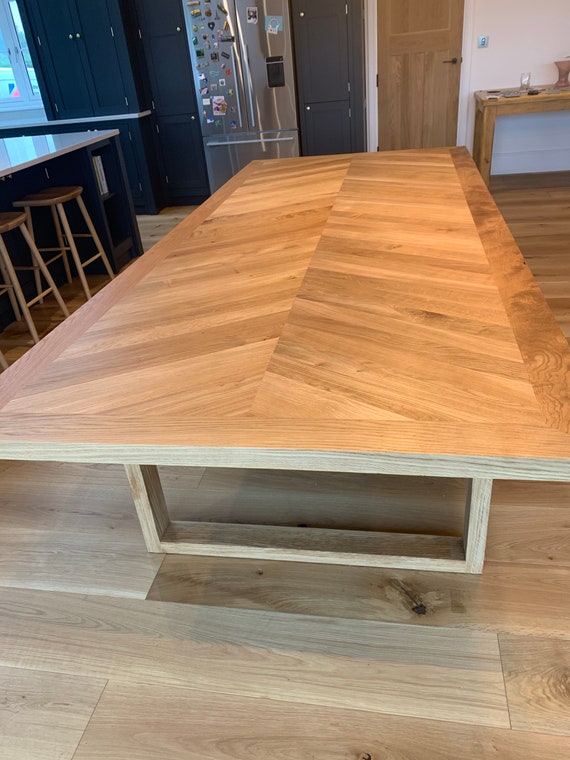 Chevron oak table deals
