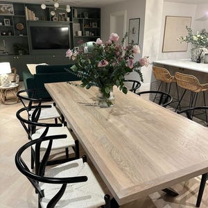 Handmade Solid Oak Dining Table – Bespoke Linear Design - Etsy UK