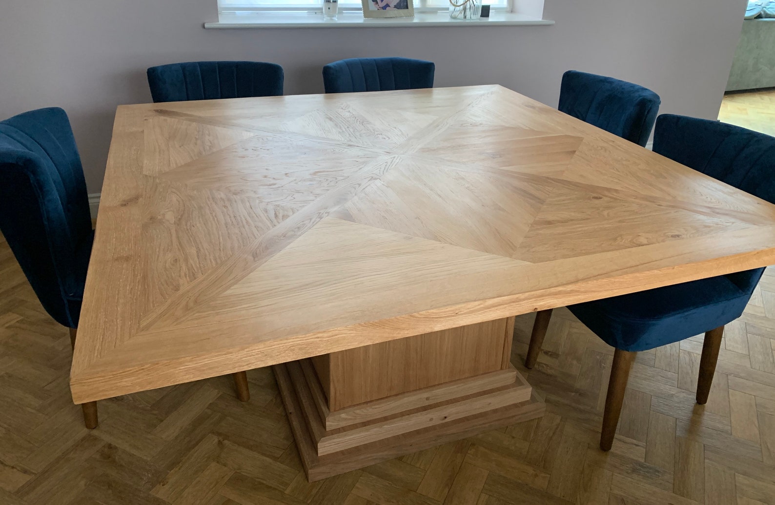Square Dining Table Parquet Inspired Solid Oak Bespoke - Etsy UK