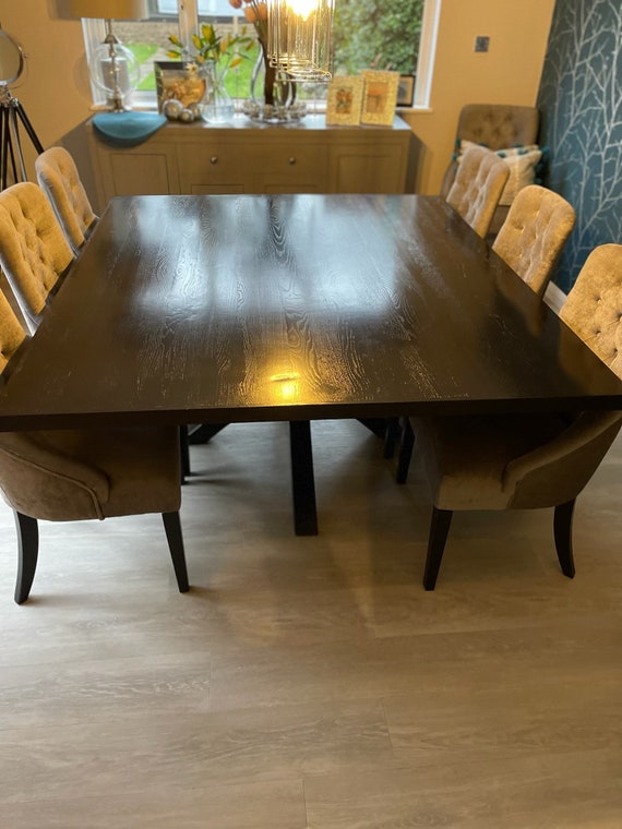 Mesa de comedor de madera negra, mesa de comedor rectangular suspendida  creativa moderna - patas acrílicas, solo mesa de comedor (tamaño 