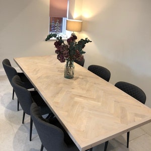 Herringbone parquet style table - Solid Oak - Bespoke / Made to measure - Handmade in the UK. Product