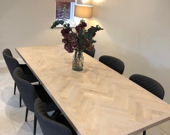 Herringbone parquet style table - Solid Oak - Bespoke / Made to measure - Handmade in the UK. Product