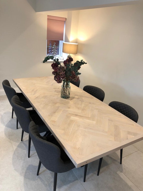 Herringbone parquet style table - Solid Oak - Bespoke / Made to measure.