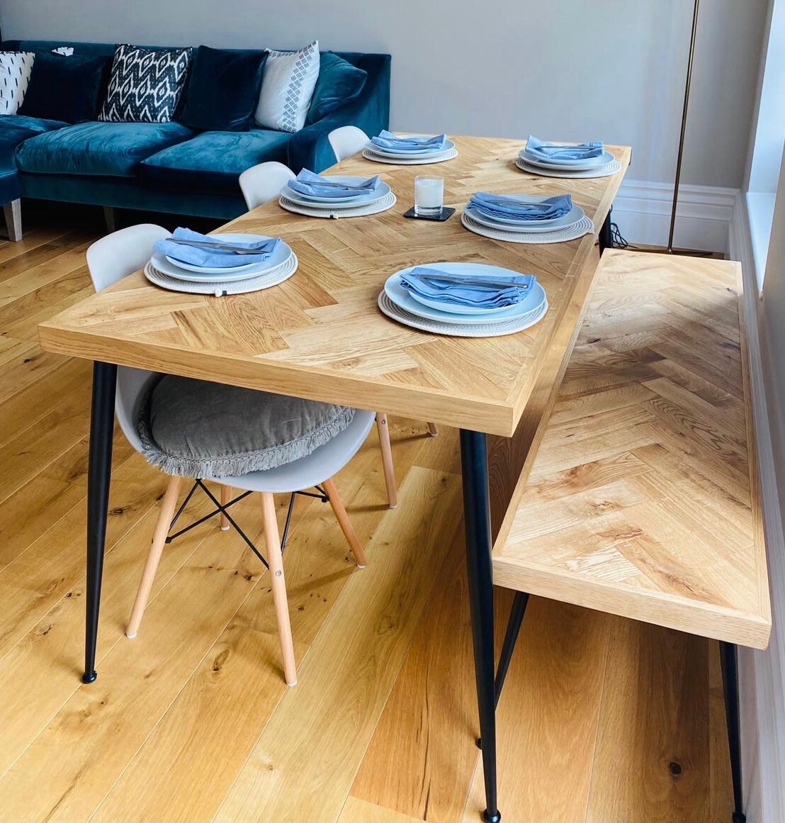 Herringbone Parquet Dining Table Bespoke / Made to Measure. Etsy UK