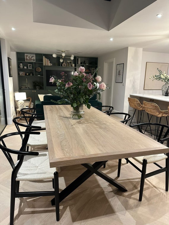 Bespoke oak dining table and chairs discount