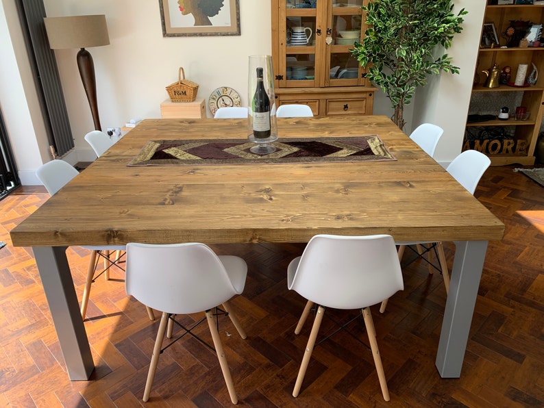 Square Dining Table - Heavy Duty Plank Style Table. - Etsy UK