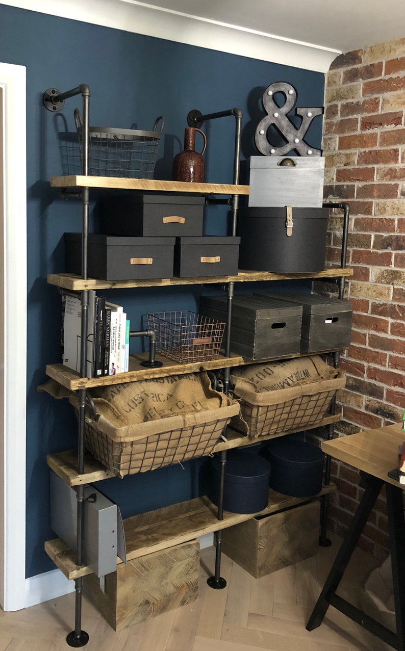 Industrial Style Shelving Unit Timber and Decorative Gas Etsy