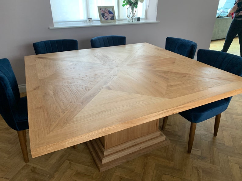 Square Dining Table Parquet Inspired Solid Oak Bespoke - Etsy UK