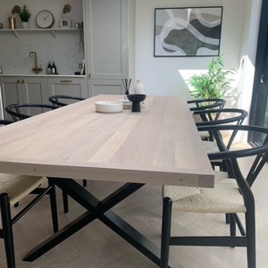 Handmade Dining table - Solid Oak - Bespoke, Handmade - made to measure- made to order - Linear design.