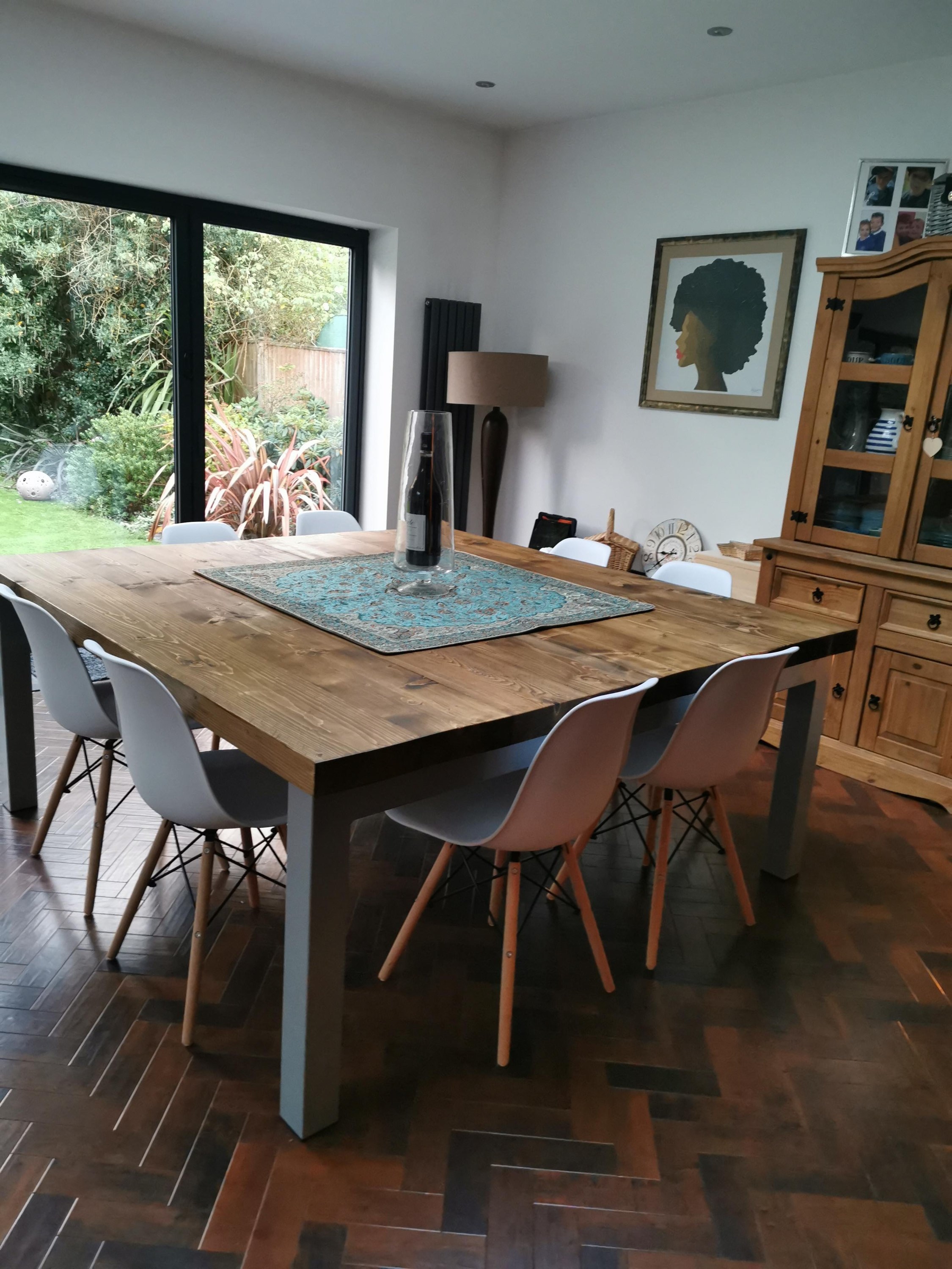 Square Dining Table Heavy Duty Plank Style Top With Oak Legs Product 02 Etsy Ireland