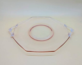 Vintage Pink Glass Tray Platter