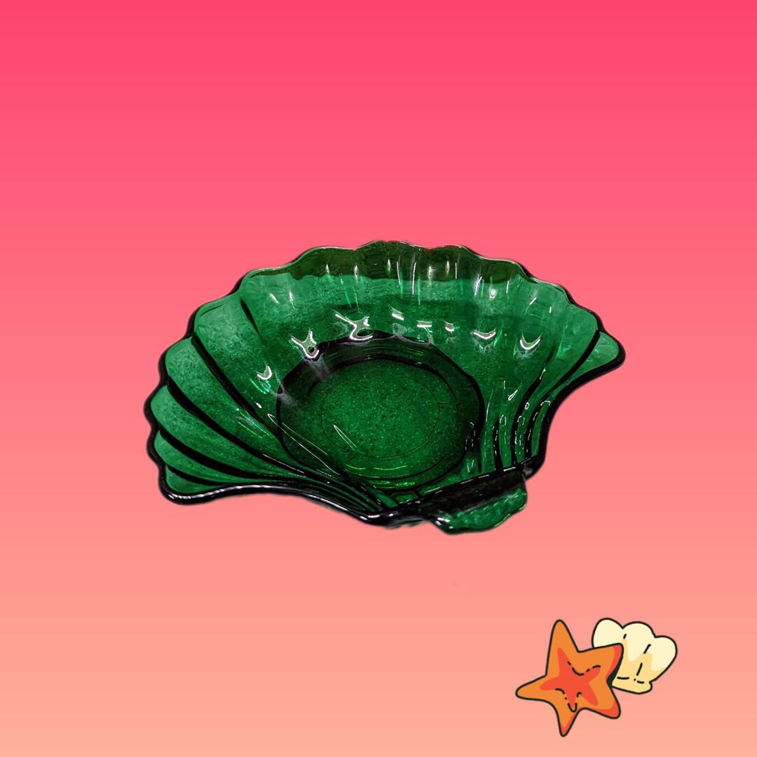 Vintage Seashell Emerald Green Glass Soap Dish Trinket Dish Etsy