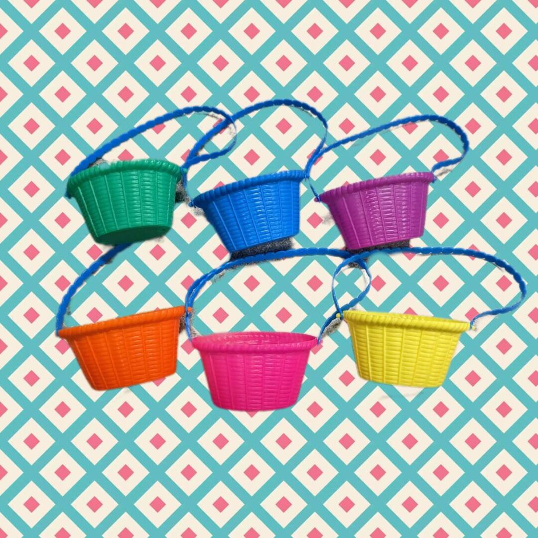 Vintage Plastic Easter Basket Favor Containers Set of 6 Pink Blue Purple Etsy
