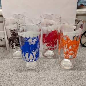 Vintage Swanky Swigs Circus Glasses Clown Elephant