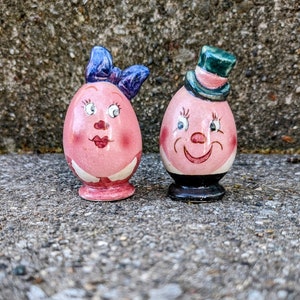 Vintage Pink Egg Salt and Pepper Shakers